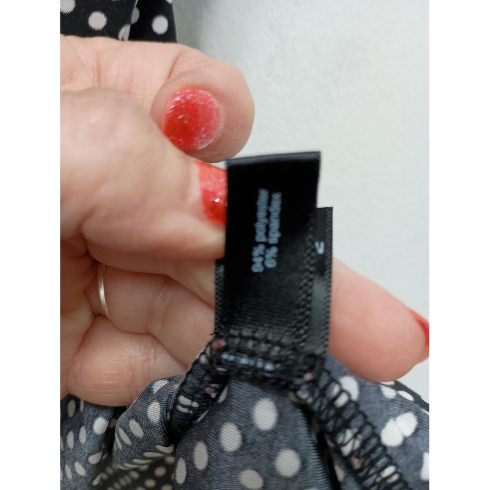 The Limited VTG Y2K Babydoll Tank Top Womens Medium Black White Polka Dot Pin Up - Picture 7 of 12